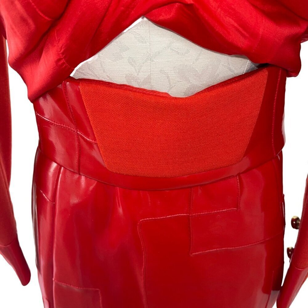 Ronald Amey Vintage Womens Skirt and Top Set Size XS Red Pockets Couture Wool - Picture 7 of 10